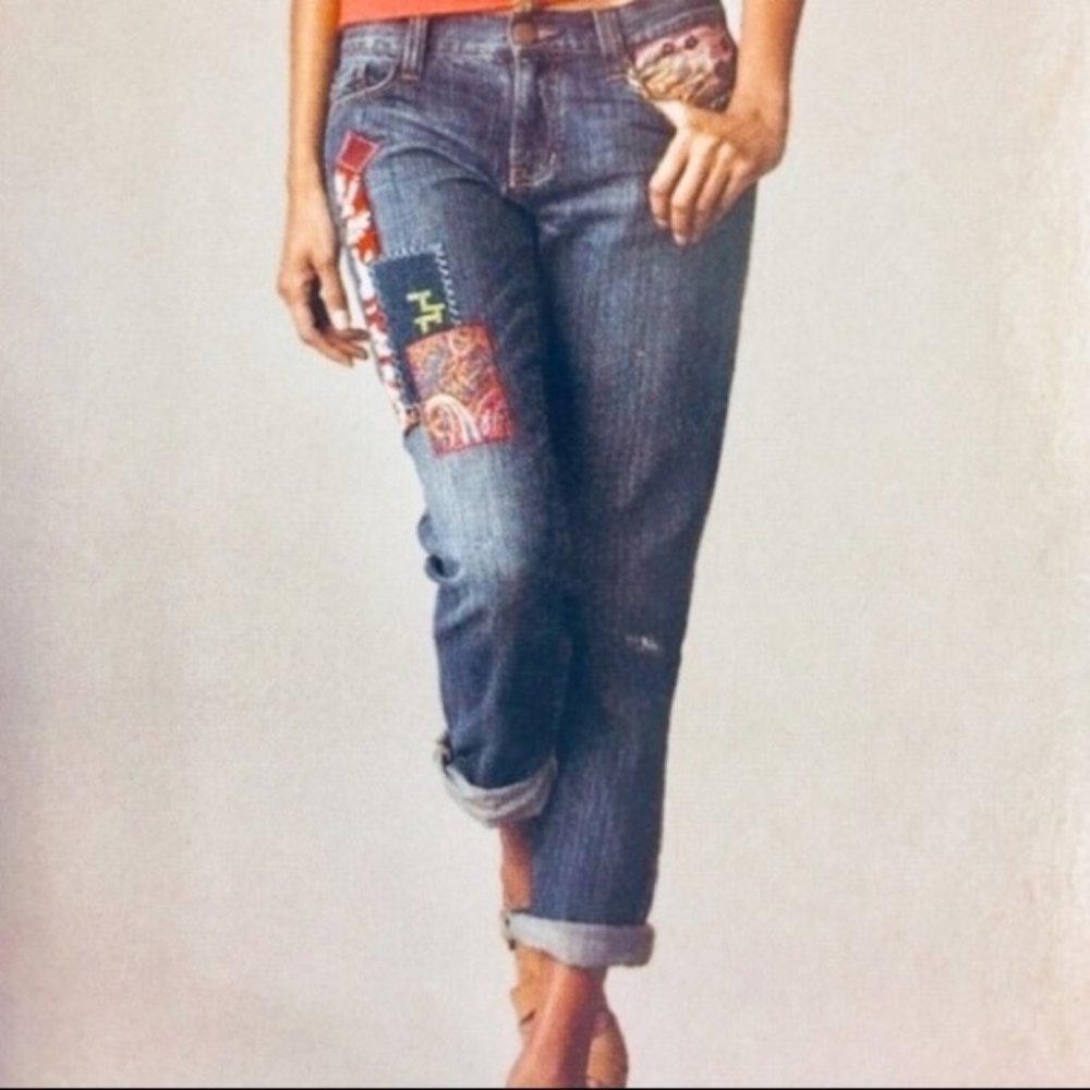 Cabi Patchwork Crop Boyfriend Jean #887 Size 4